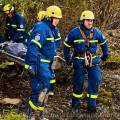 Übung von BRH, Johannitern, THW und Werkfeuerwehr Hartmann bei Fa. Schwenk in Mergelstetten